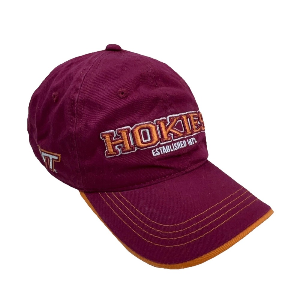 Virginia Tech Hokies Hat Cap Strap Back Maroon Orange Baseball Dad Adjustable M